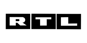 Das Logo von RTL steht in schwarzer Schrift auf weißem Hintergrund geschrieben.