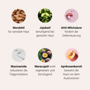Inhaltsstoffe im Body Crush Trio: Mandelöl, Jojobaöl, AHA, Niacinamide, Maracujaöl, Aprikosenkernöl