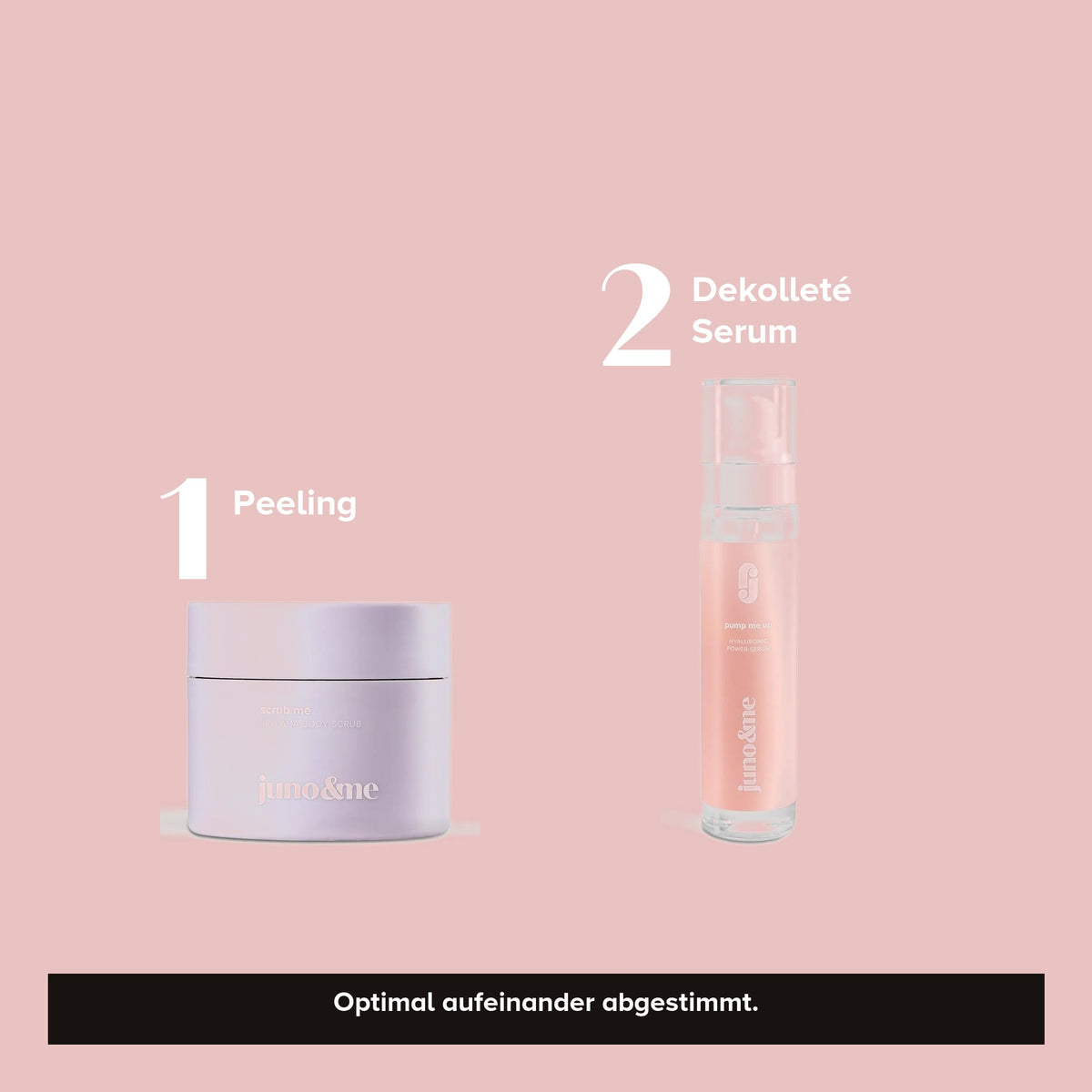 Routine in zwei Schritten: Schritt 1 2in1 AHA Body Scrub, Schritt 2 Dekolleté Serum